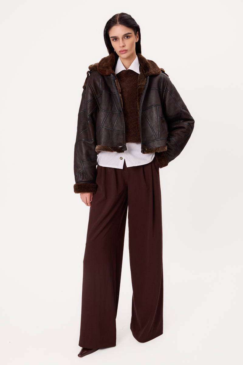 SHORT CHOCOLATE PATCHWORK NATURAL SHEEPSKIN