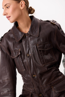 LONG FITTED DRESS-CUT LEATHER JACKET