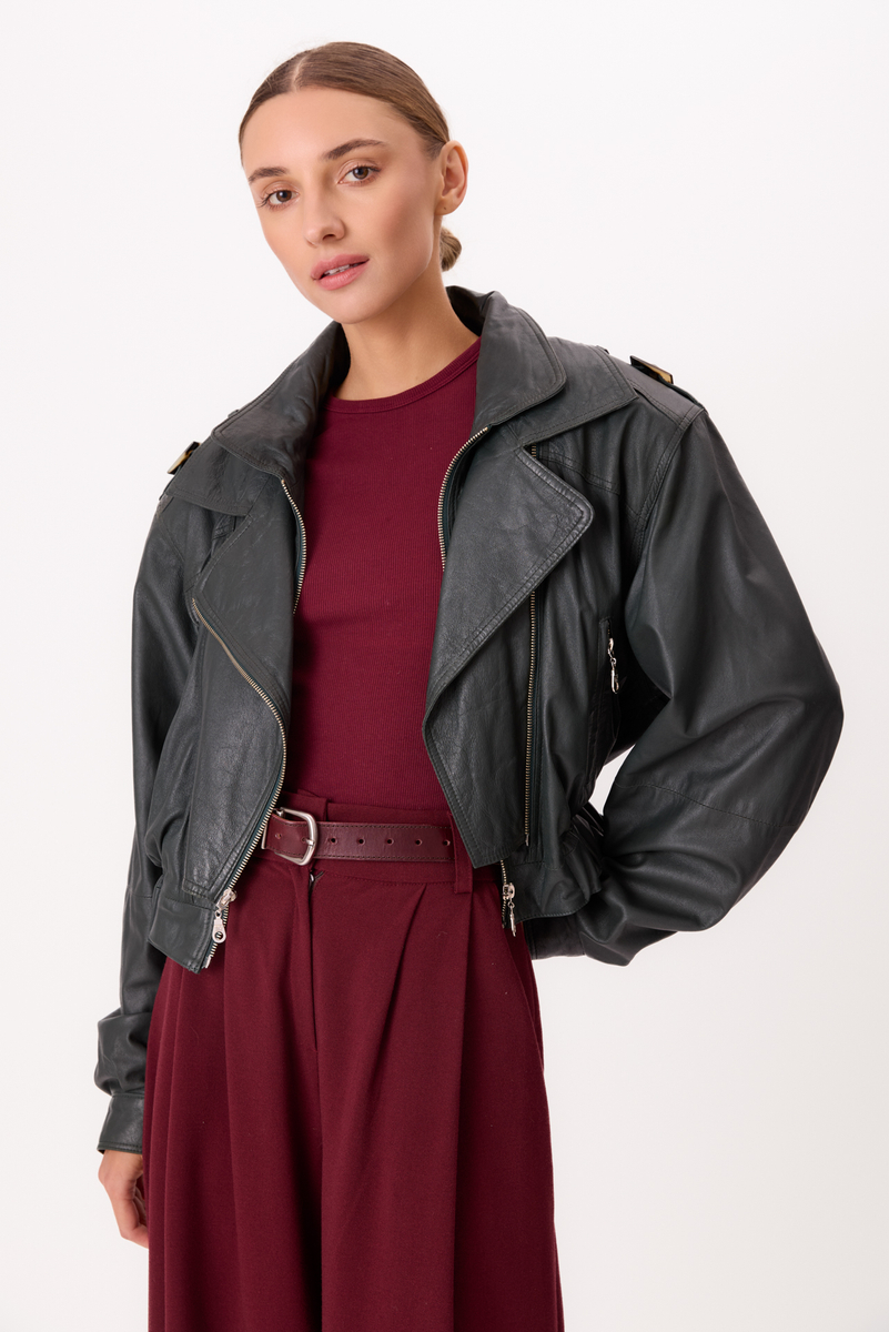 DARK GREEN LEATHER JACKET