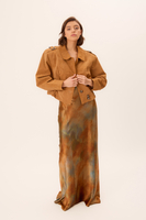 LIGHT BROWN SUEDE FITTED LEATHER JACKET WITH EPADS