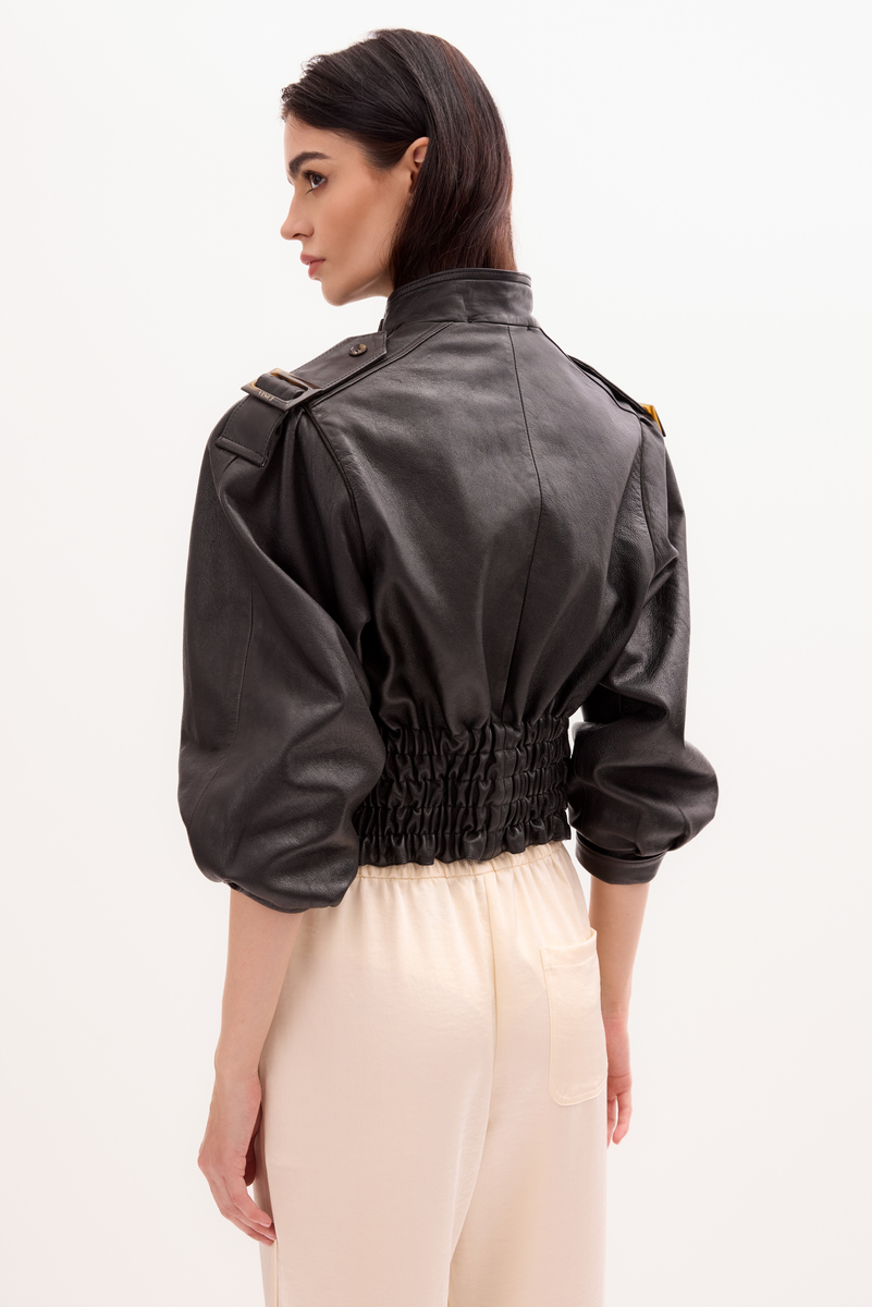 BLACK KIMONO LEATHER JACKET 