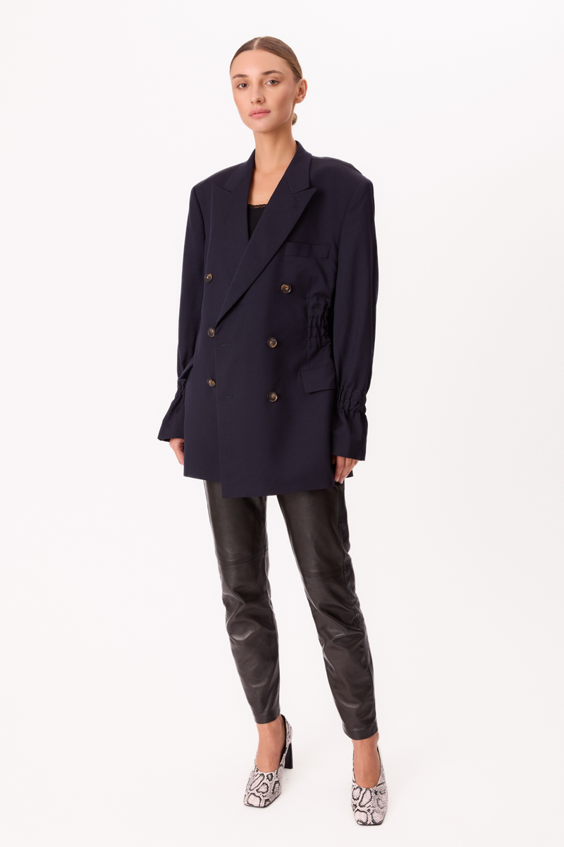 LONG DOUBLE-BREASTED NAVY BLUE JACKET MODEL No2