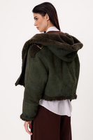 SHORT DARK GREEN NATURAL SHEEPSKIN