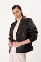 MID-LENGTH BLACK LEATHER JACKET