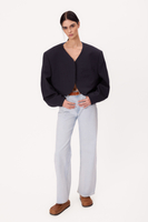 SHORT STRAIGHT NAVY BLUE JACKET WITH LIGHT STRIPES MODEL No9