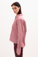 RED STRIPED SHIRT WITH STRONG SHOULDER AND DETACHABLE PADS