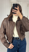 BROWN BOMBER LEATHER JACKET
