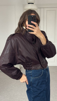 BURGUNDY ADJUSTABLE WAIST LEATHER JACKET