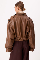CARAMEL LEATHER BOMBER JACKET