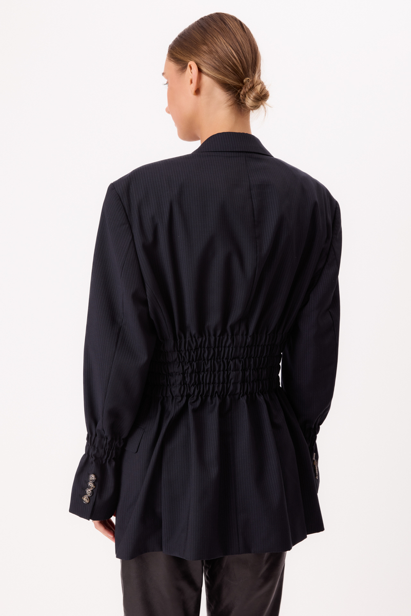 NAVY BLUE RIBBED FITTED JACKET MODEL No2