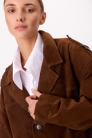 LONG BROWN SUEDE BOMBER JACKET