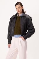 DARK TURQUISE OVERSIZE LEATHER JACKET