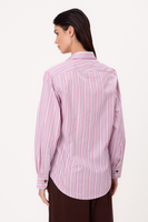 PINK AND PURPLE STRIPED OVERSIZED REGULAR SHIRT WITH WIDE DETACHABLE PADS