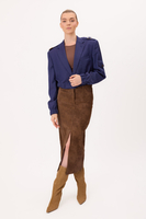 SHORT PLAIN CORNFLOWER BLUE BOMBER JACKET
