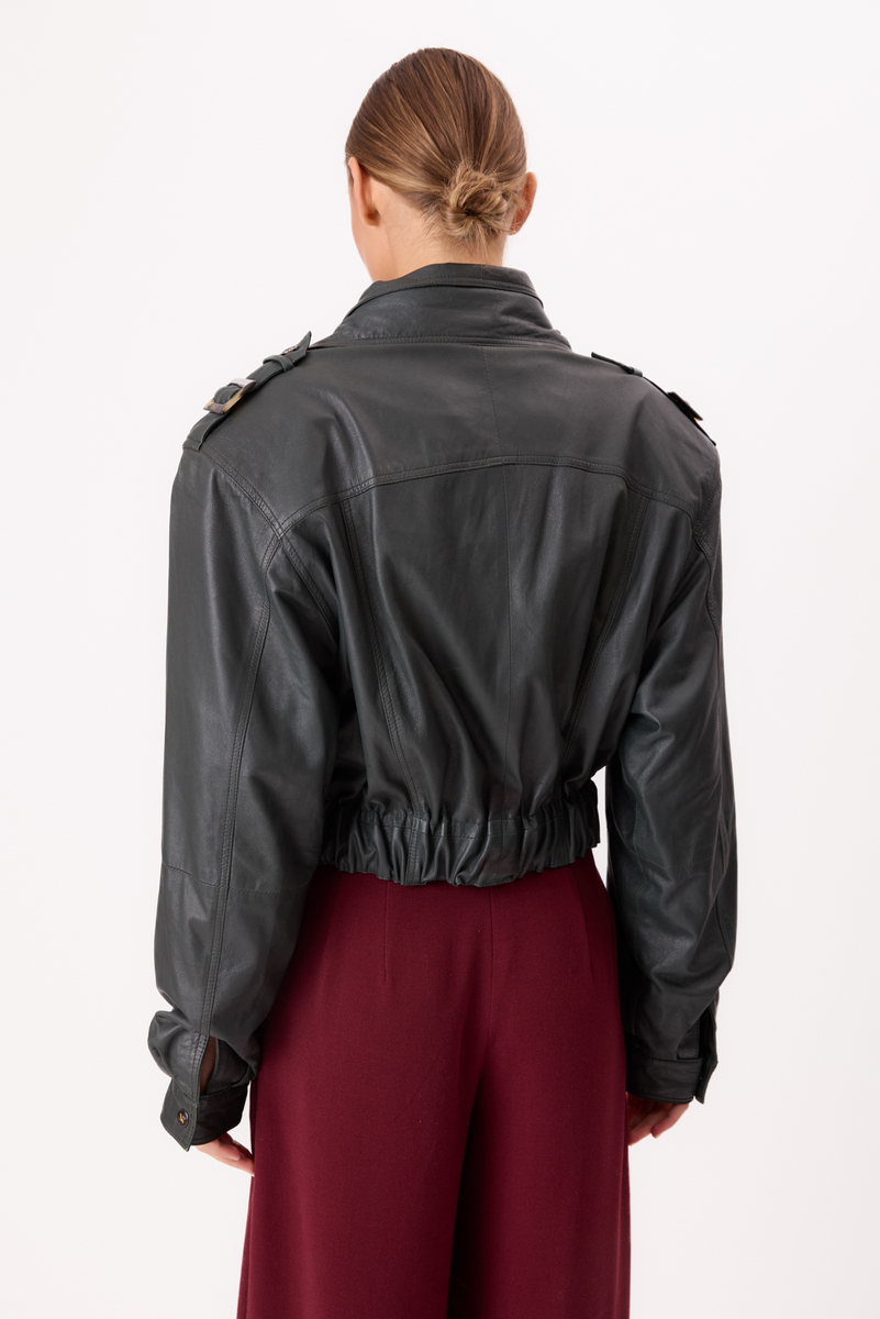 DARK GREEN LEATHER JACKET