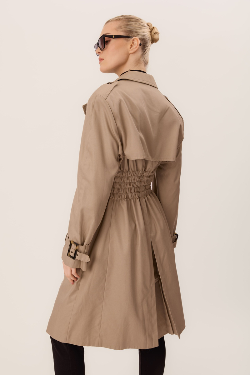 TRENCH COAT KLASYCZNY MAXI PLASZCZ Z PAGONAMI NA RAMIONACH
