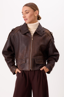 BROWN WAISTED LEATHER JACKET
