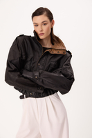 CZARNA KURTKA SKÓRZANA OVERSIZE