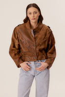 RUDA PRZECIERANA VINTAGE KURTKA SKÓRZANA OVERSIZE