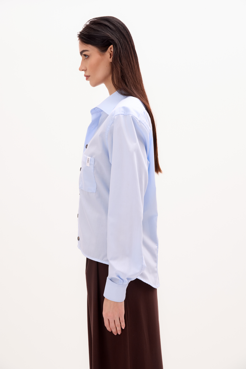 BLUE COTTON SHIRT WITH STRONG ARMS AND DETACHABLE CUSHIONS