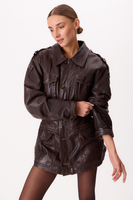 LONG FITTED DRESS-CUT LEATHER JACKET