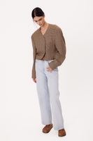 SHORT STRAIGHT BEIGE REGULAR JACKET WITH HOUNDSTOOTH AND LIGHT CHECK MODEL No9