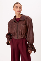 BROWN LEATHER JACKET WITH BUCKLES