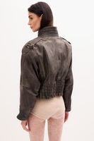 GREEN DIPPED LEATHER JACKET