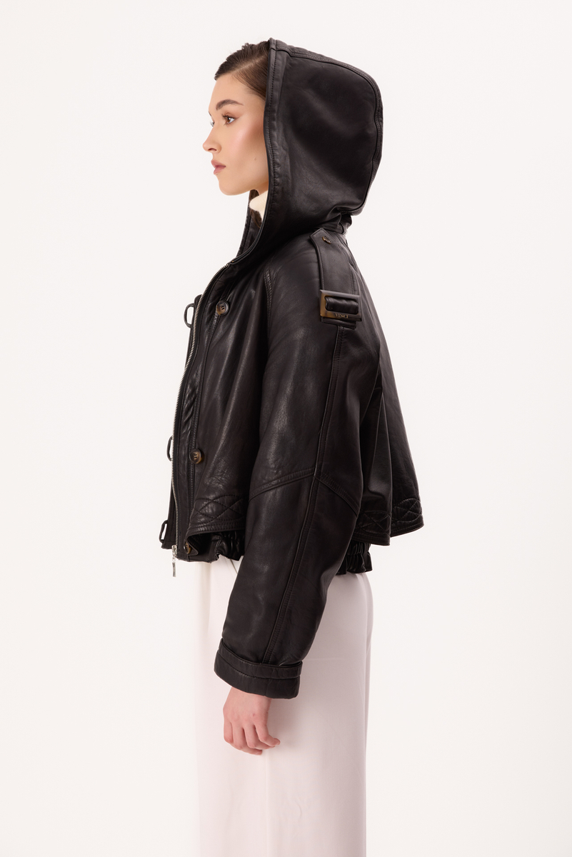 BLACK OVERSIZE LEATHER JACKET