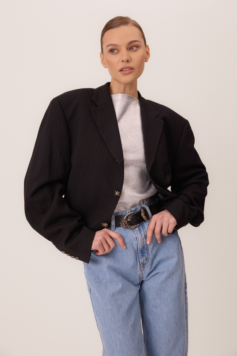 NAVY BLUE SHORT STRIPED JACKET No4 SHORT