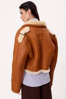 RED NATURAL SHEEPSKIN COAT WITH WHITE FUR