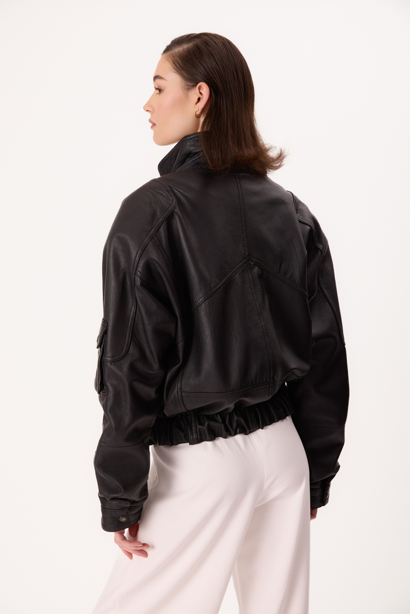 BLACK OVERSIZE LEATHER JACKET