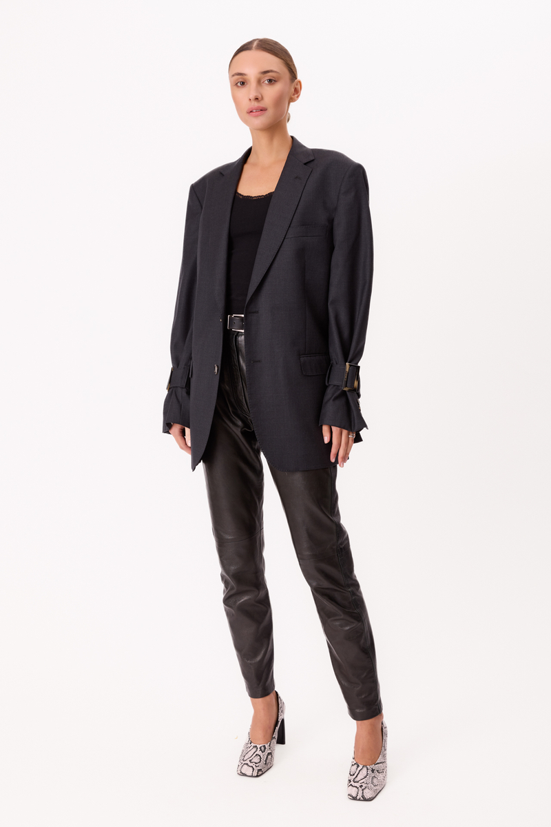 GRAPHITE FITTED JACKET WITH BUCKLES