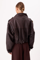 CHOCOLATE BOMBER LEATHER JACKET
