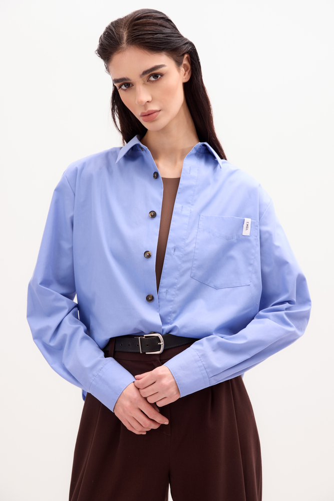 BLUE CLASSIC COTTON SHIRT WITH STRONG ARMS AND DETACHABLE CUSHIONS