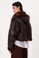 SHORT CHOCOLATE PATCHWORK NATURAL SHEEPSKIN