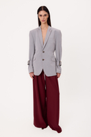 LONG GRAY SMOOTH PETITE JACKET WITH ADJUSTABLE WAIST AND BUCKLES MODEL No6