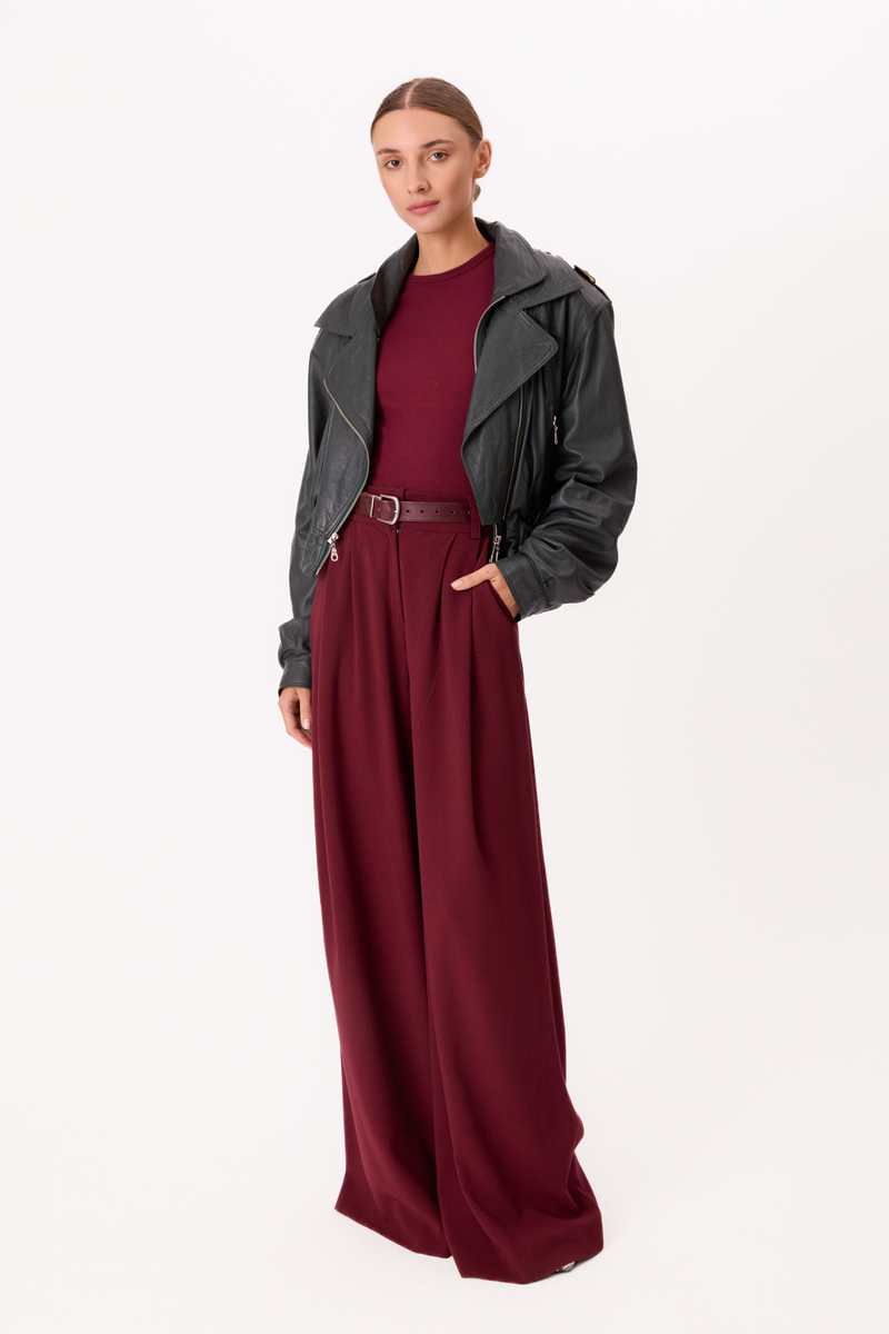 DARK GREEN LEATHER JACKET