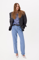 GRAY SLIM FIT BLAZER WITH BUCKLES MODEL No6