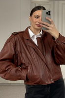 RED LEATHER JACKET WITH EPAGUINS