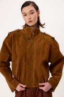 BROWN SUEDE BOMBER JACKET