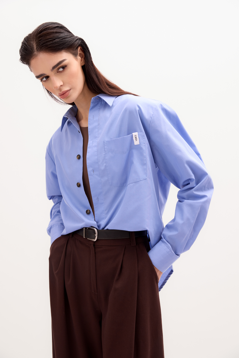 BLUE CLASSIC COTTON SHIRT WITH STRONG ARMS AND DETACHABLE CUSHIONS