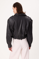 DARK TURQUISE OVERSIZE LEATHER JACKET