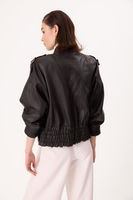 MID-LENGTH BLACK LEATHER JACKET