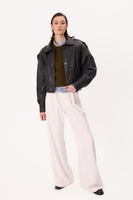 DARK TURQUISE OVERSIZE LEATHER JACKET