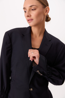 GRANATOWA PRĄŻKOWANA TALIOWANA MARYNARKA MODEL No2