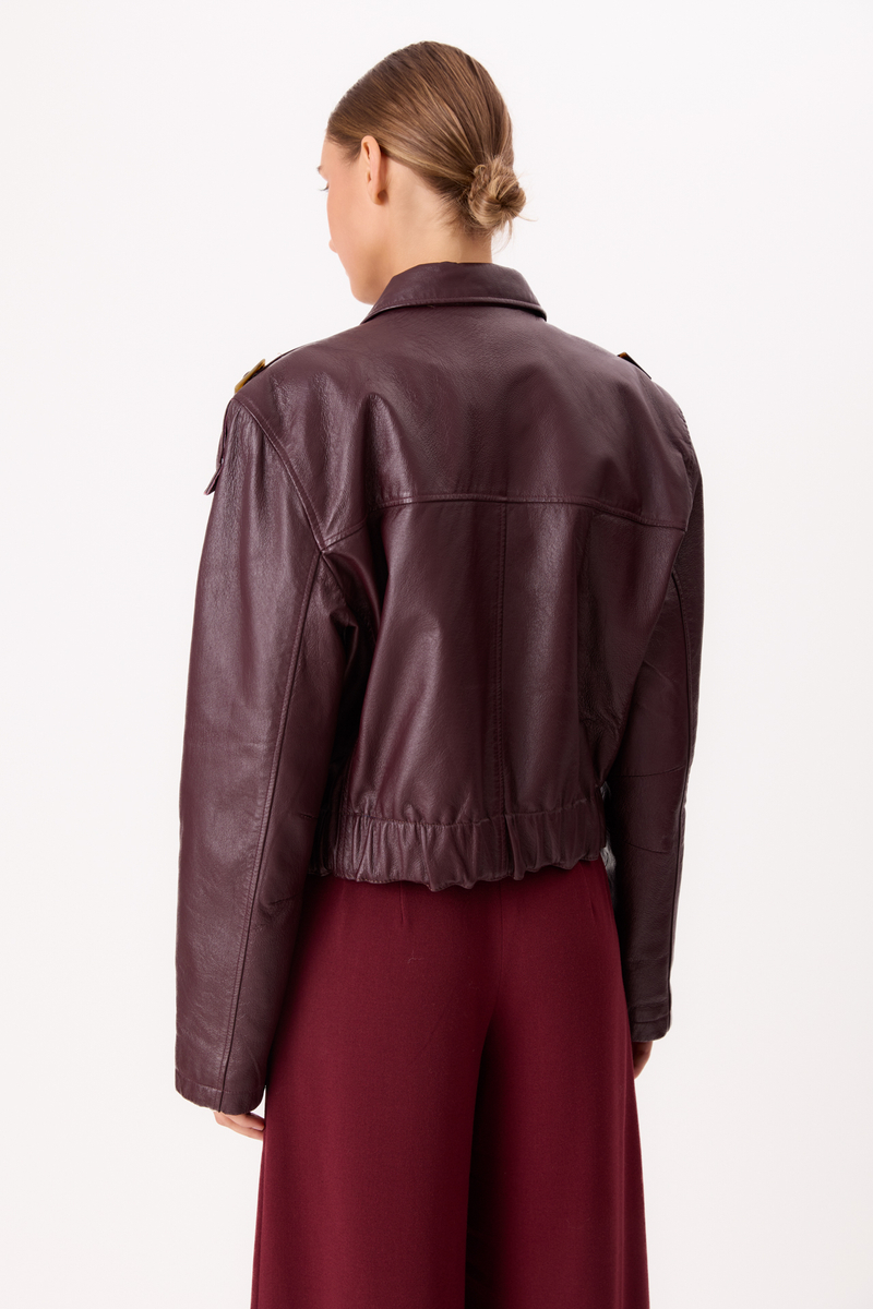 BURGUNDY LEATHER JACKET