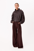 DARK CHOCOLATE BOMBER LEATHER JACKET