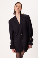 NAVY BLUE SLIM FIT BLAZER WITH BUCKLES MODEL No6