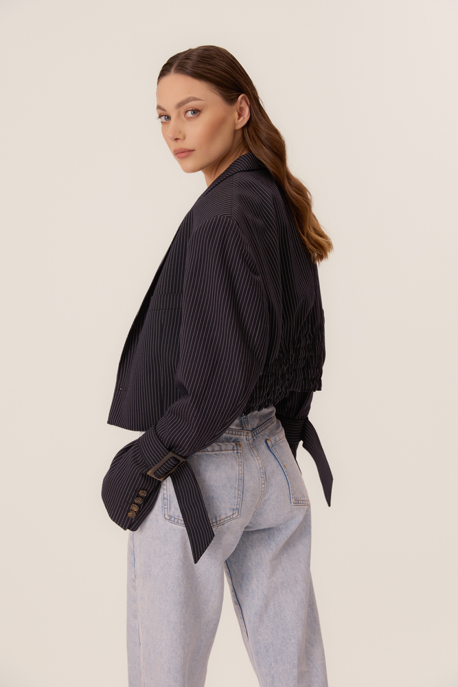 NAVY OVERSIZE JACKET WITH LIGHT STRIPES MODEL No5